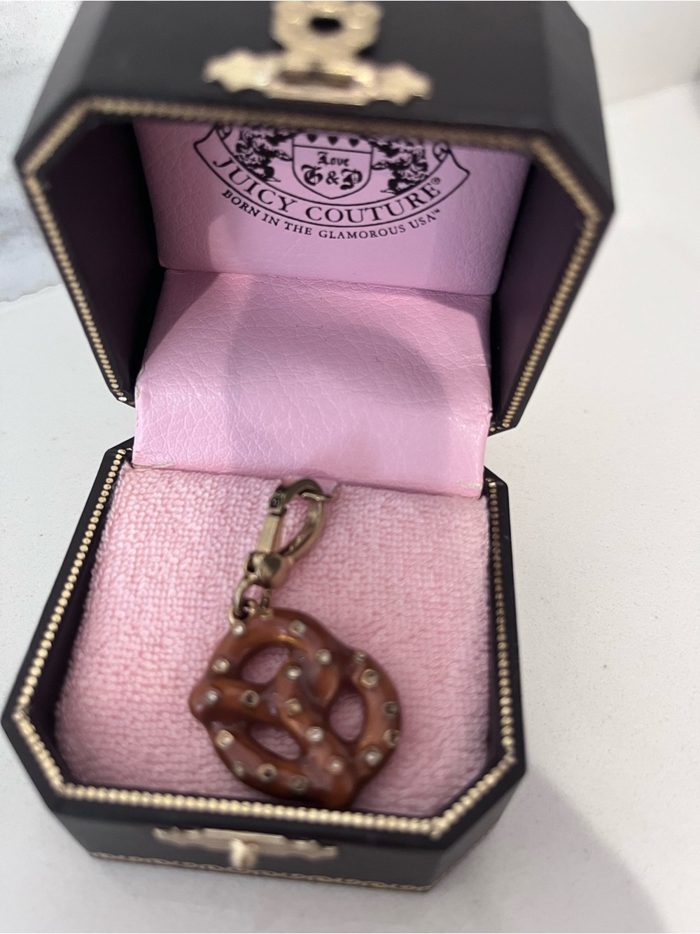 Juicy couture pretzel charm Y2K necklace bracelet food jewelry